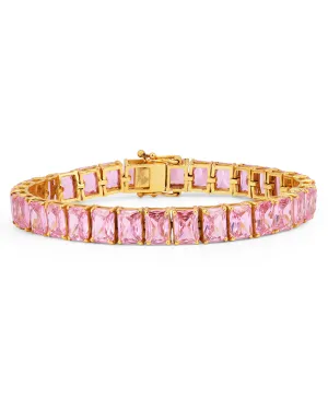 Pink Tourmaline Octagon Zirconia Tennis Bracelet