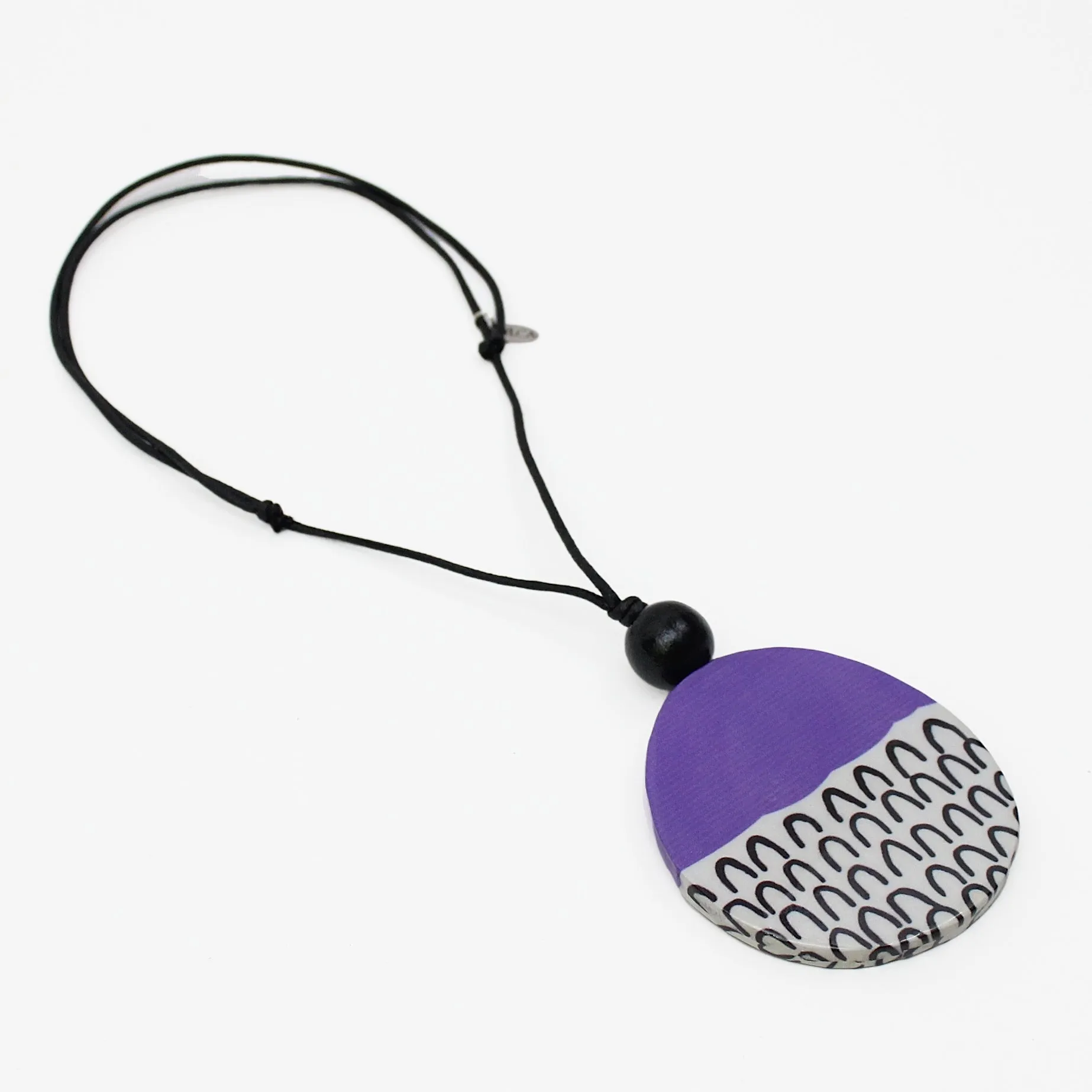 Purple Round Decoupage Jolie Pendant