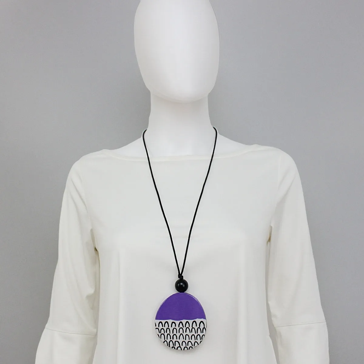 Purple Round Decoupage Jolie Pendant