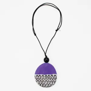 Purple Round Decoupage Jolie Pendant