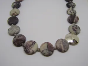 "Coin" Necklace with Porcelain Jasper and Silver