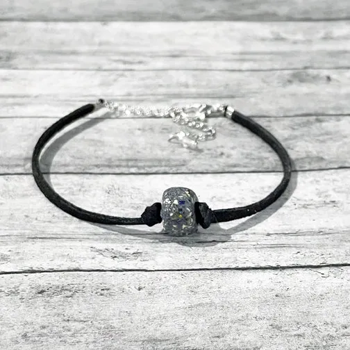 Remembrance Leather Unisex Bracelet Using Flower Petals