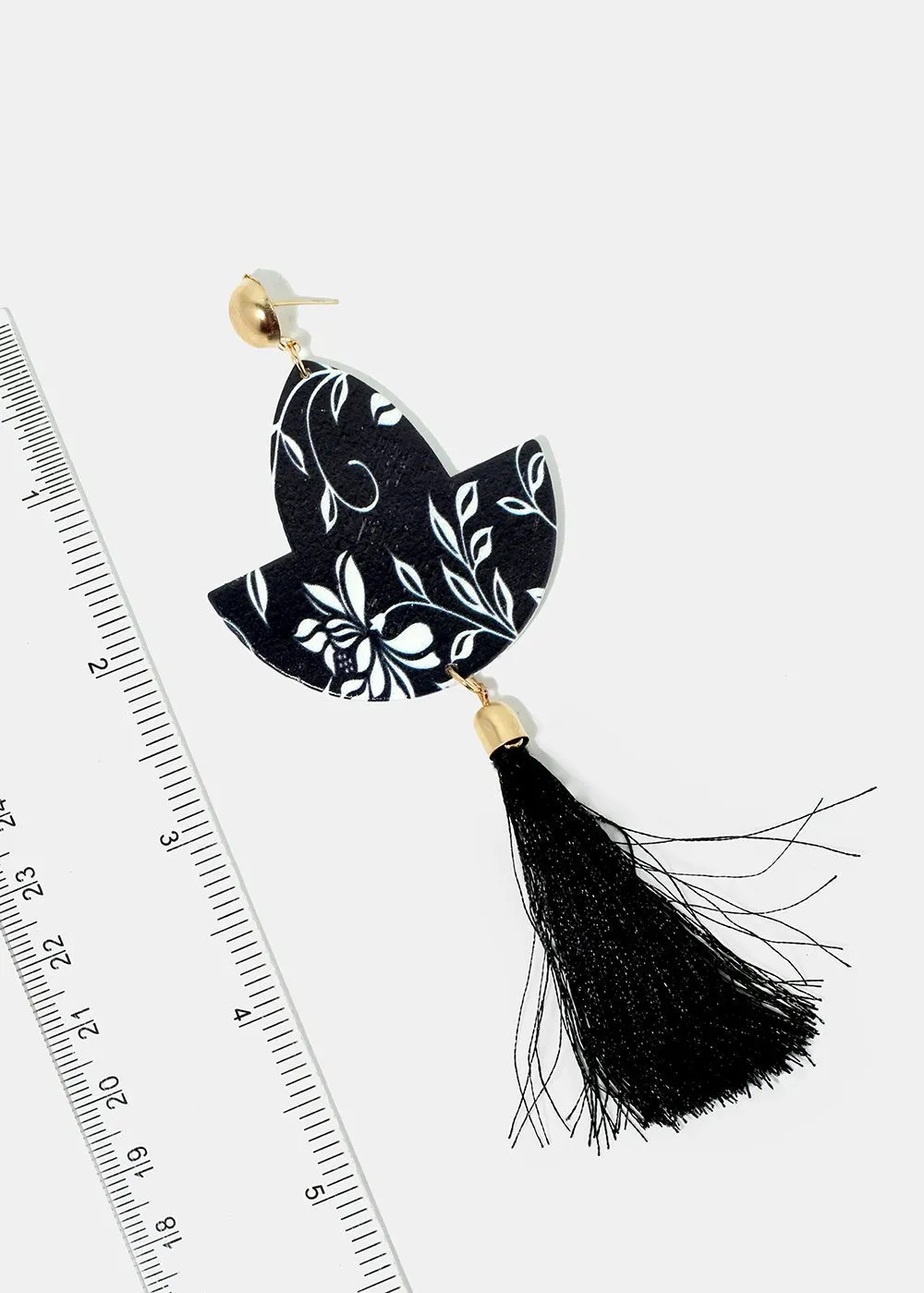 Retro Print Tassel Dangle Earrings