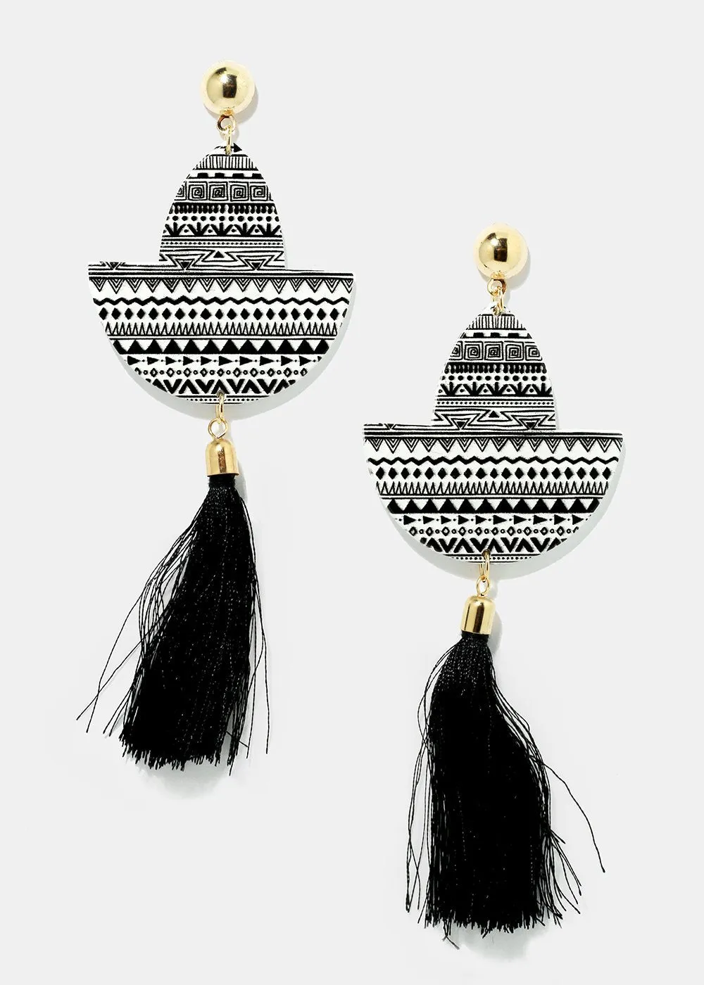 Retro Print Tassel Dangle Earrings
