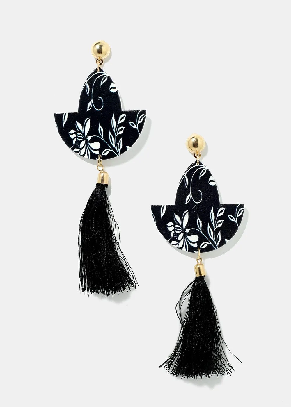 Retro Print Tassel Dangle Earrings