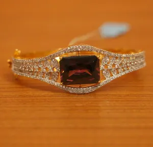 RHODOLITE DIAMOND LOOK CZ STUDDED OPENABLE BRACELET