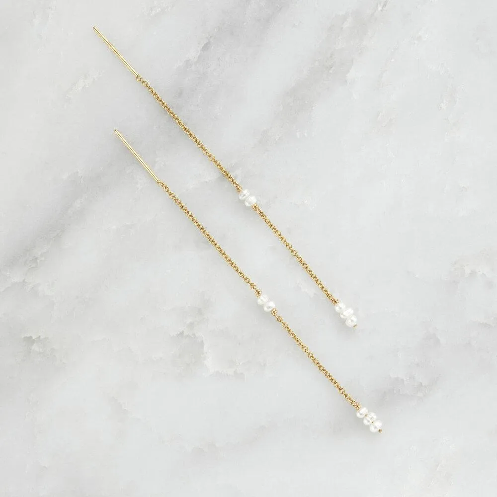 Rose Gold Mini Pearl Ear Threaders