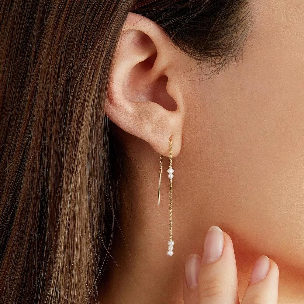 Rose Gold Mini Pearl Ear Threaders