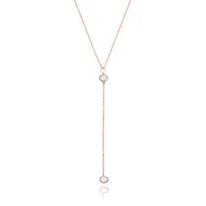 Rose Gold Pearl Lariat Necklace