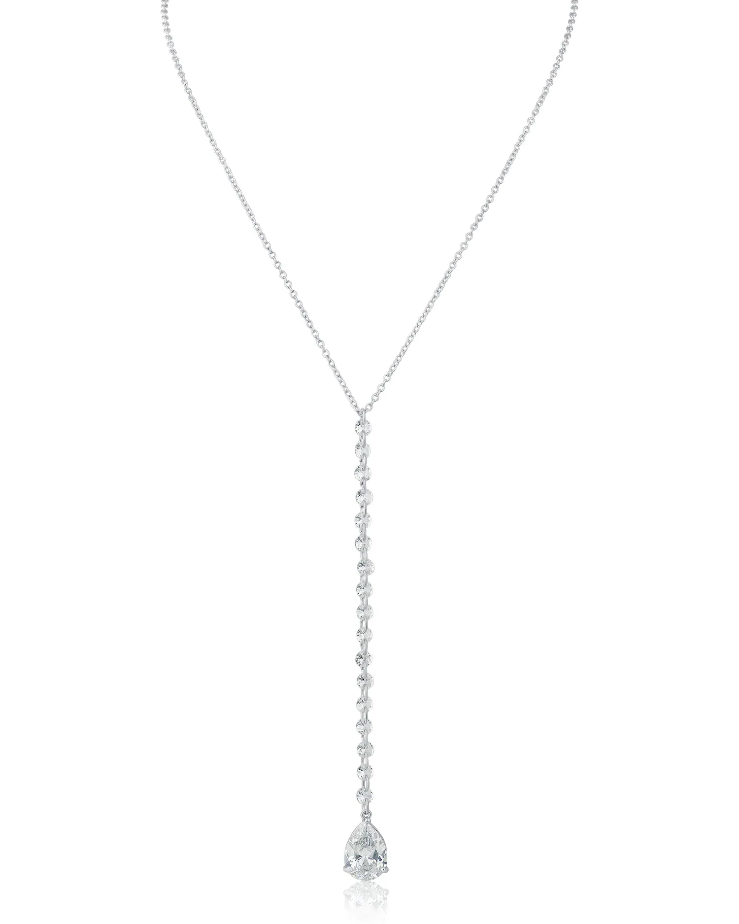Round and Pear CZ Y-Necklace