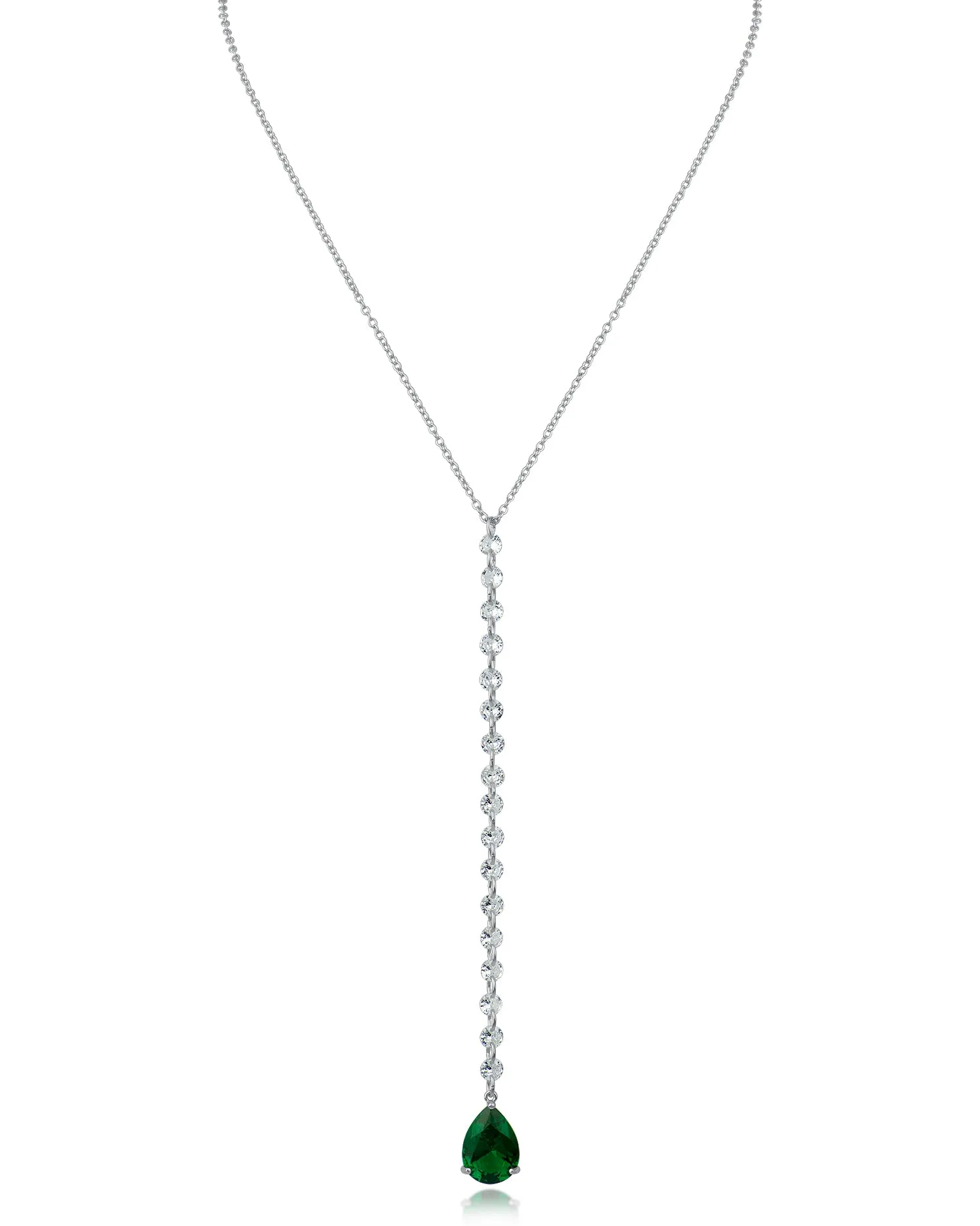 Round and Pear CZ Y-Necklace