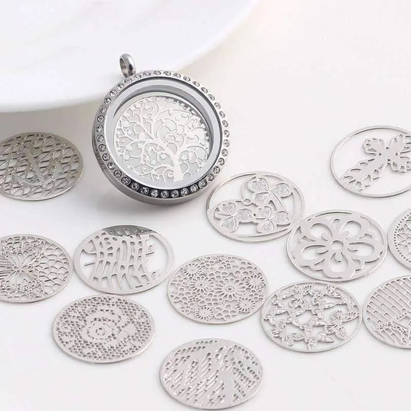 Round Cut Out Plate for Round Charm Locket Necklaces ~Choose Your Theme!