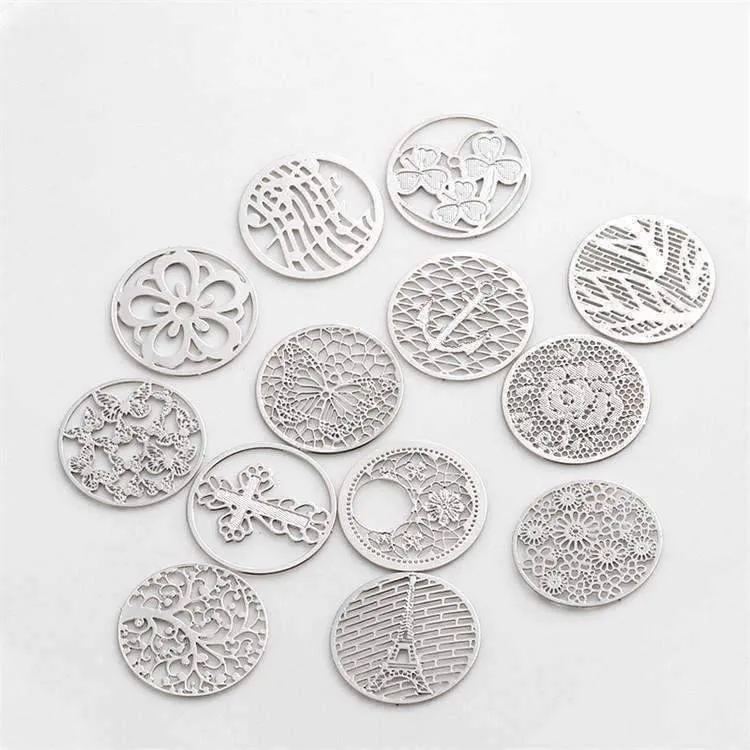 Round Cut Out Plate for Round Charm Locket Necklaces ~Choose Your Theme!