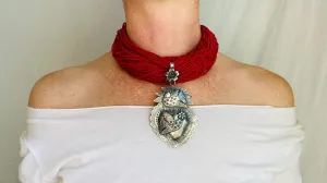 Sacred Heart Milagro Necklace. Mexico. Sterling Silver.