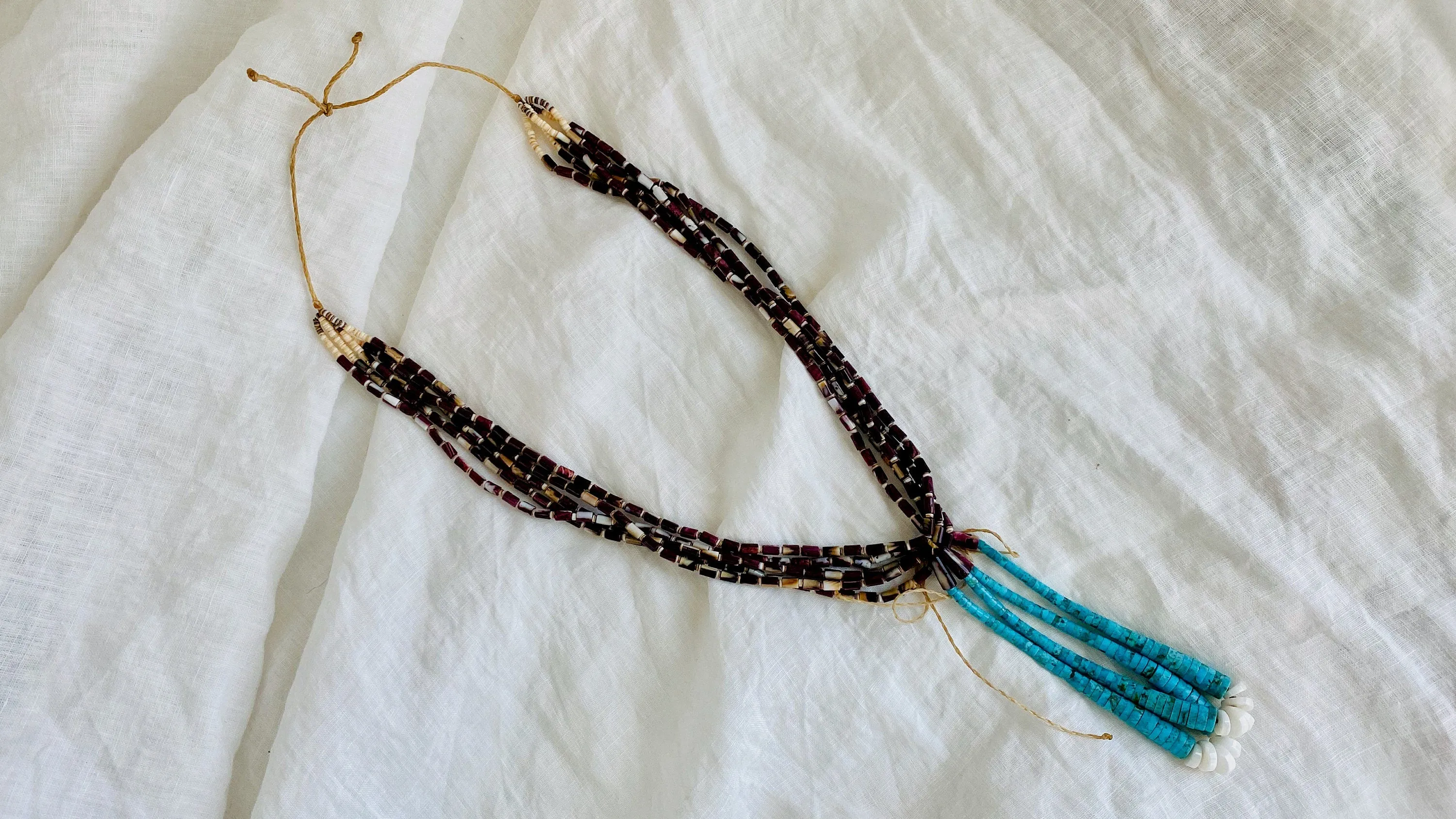 Santo Domingo Pueblo Multi-Strand Spiny Oyster & Turquoise Necklace. Native American