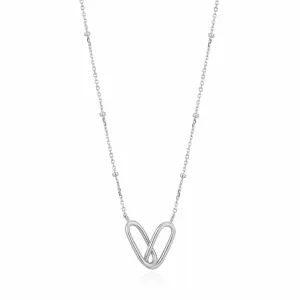 Silver Beaded Chain Link Necklace