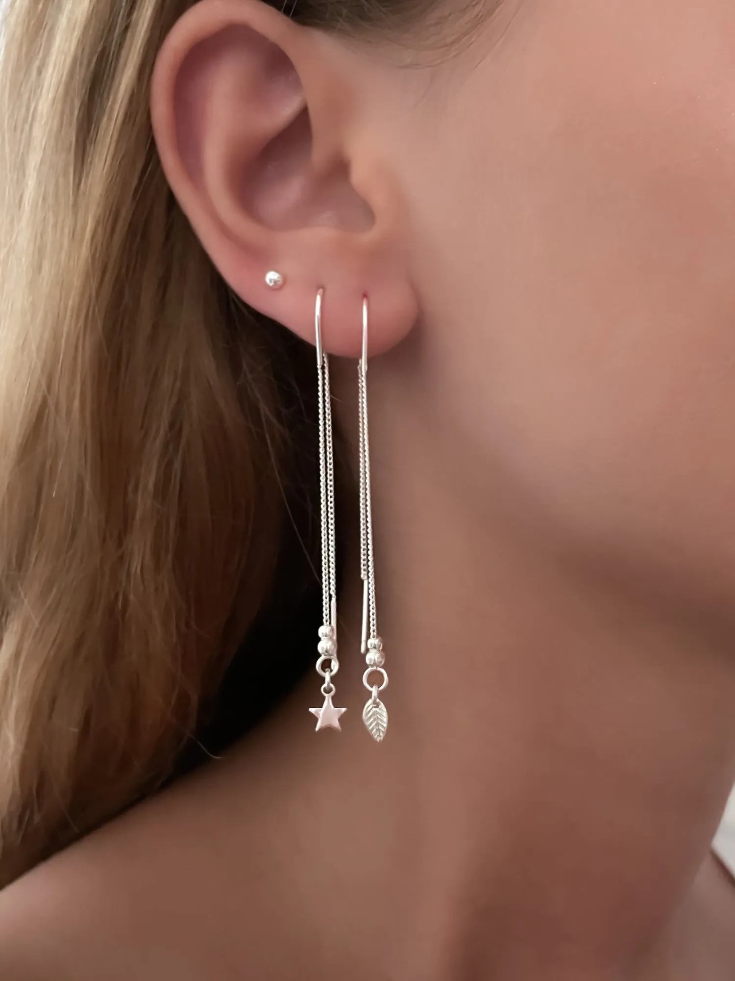 Silver Earring Set - Beaded Threaders