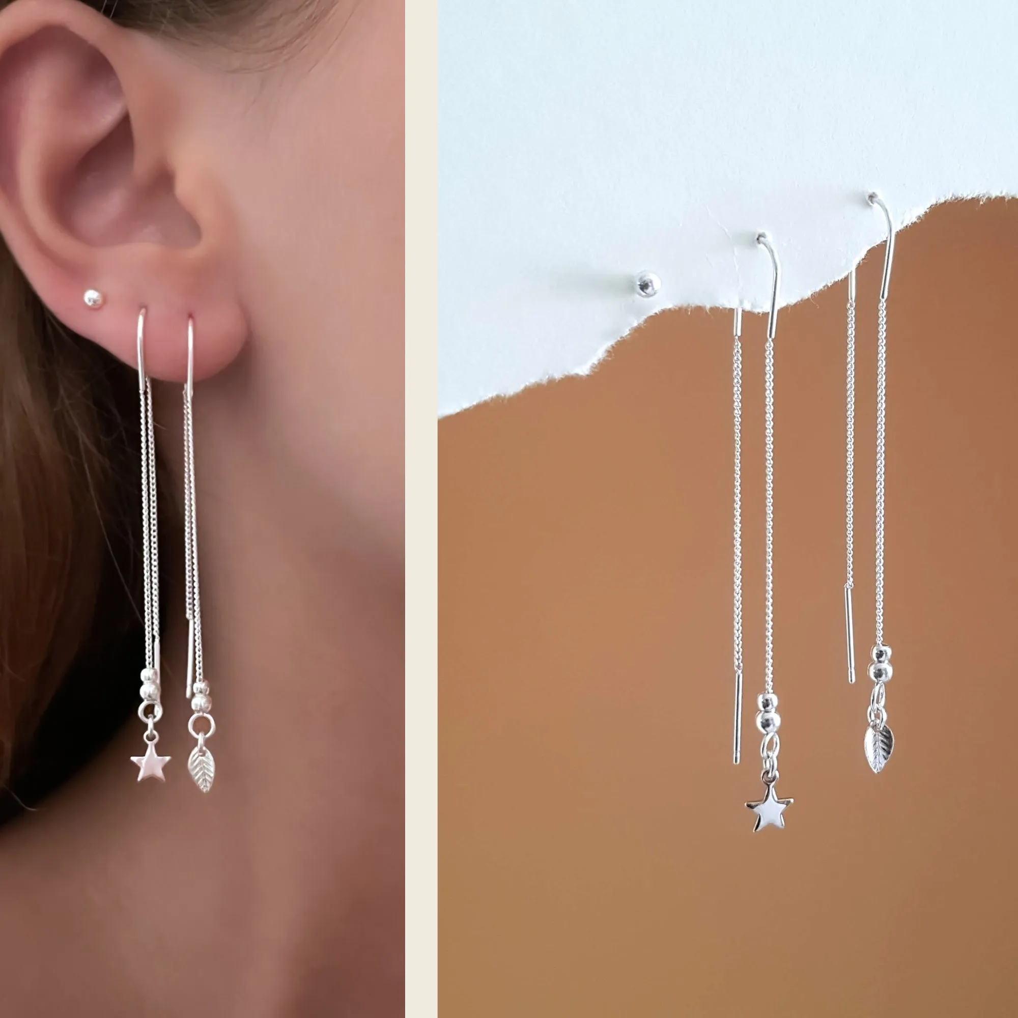 Silver Earring Set - Beaded Threaders