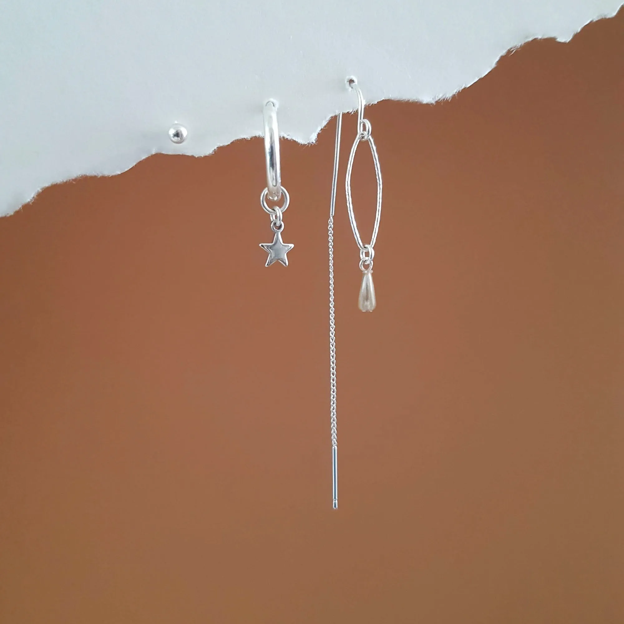 Silver Earring Set - Pearls and Stars