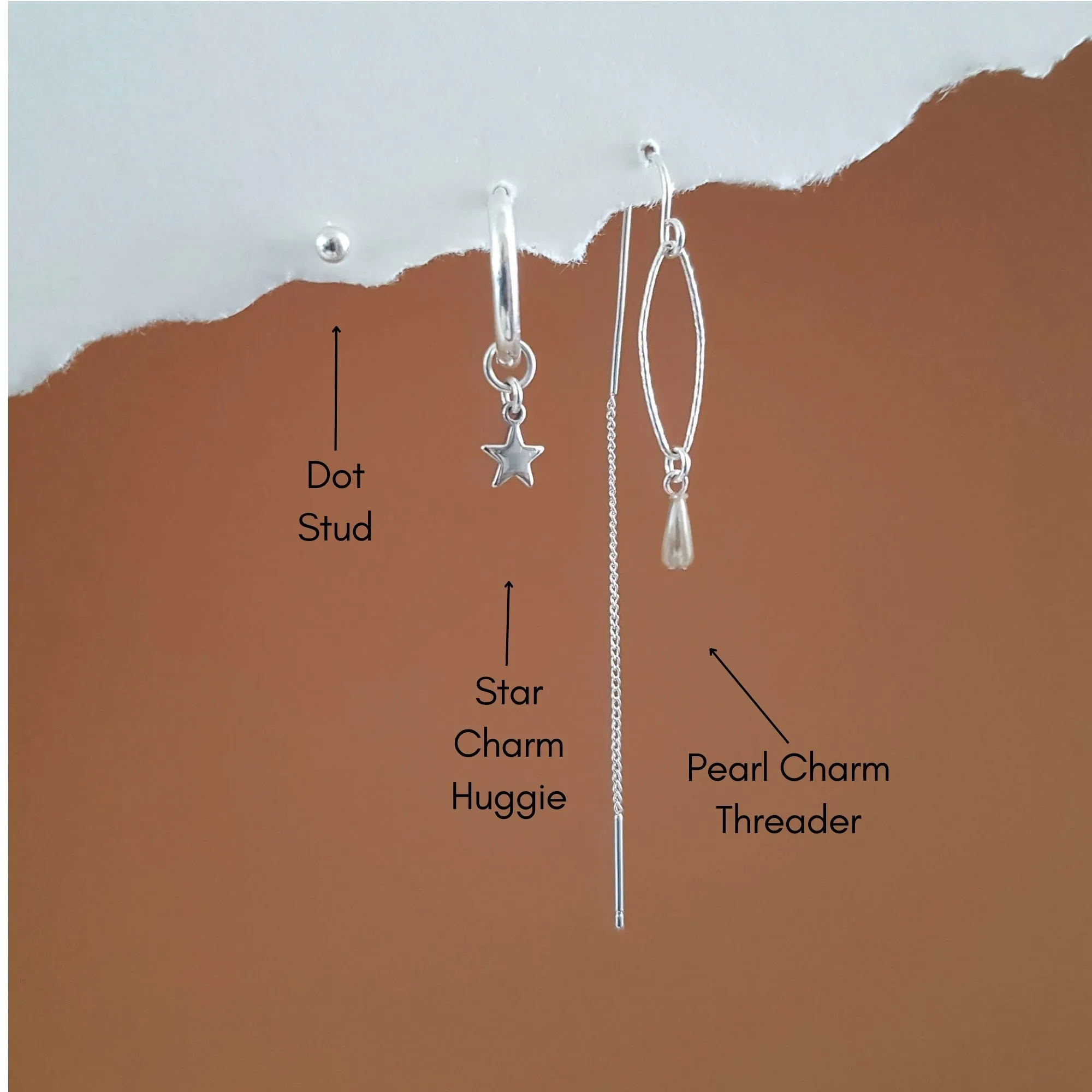 Silver Earring Set - Pearls and Stars