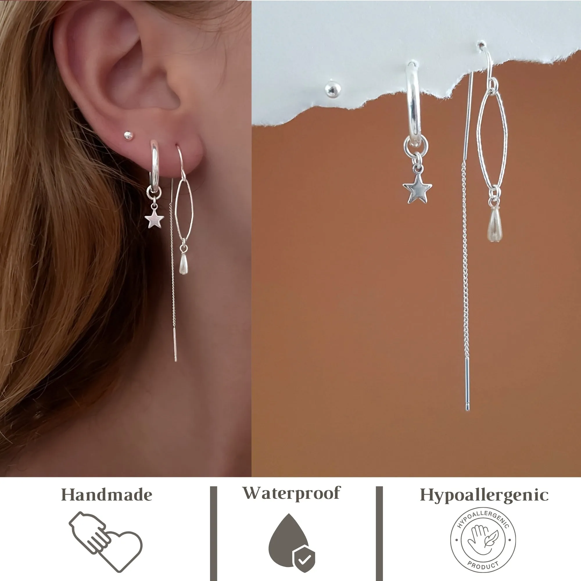 Silver Earring Set - Pearls and Stars