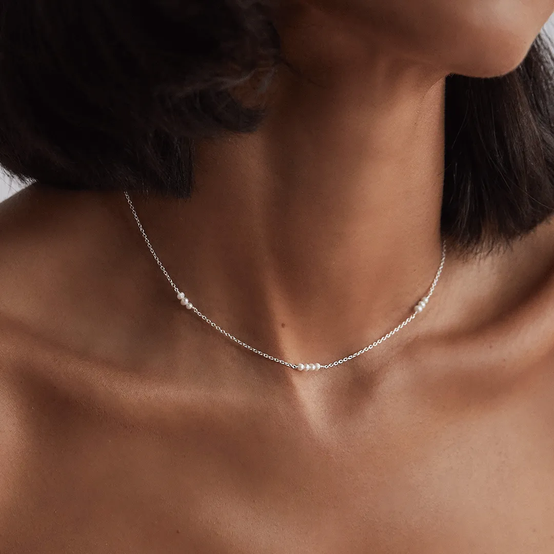 Silver Mini Pearl Choker