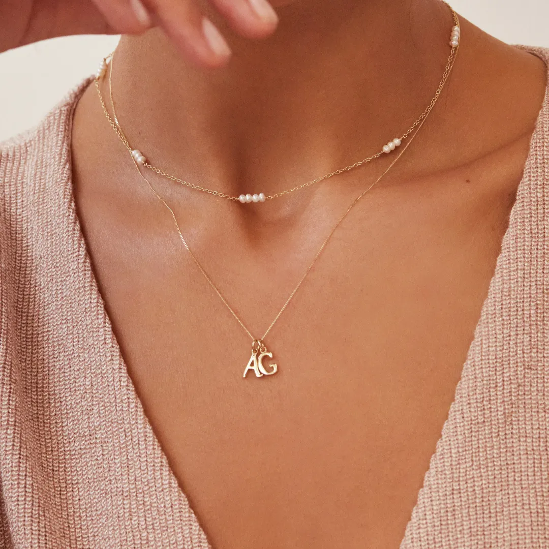 Solid White Gold Mini Pearl Choker