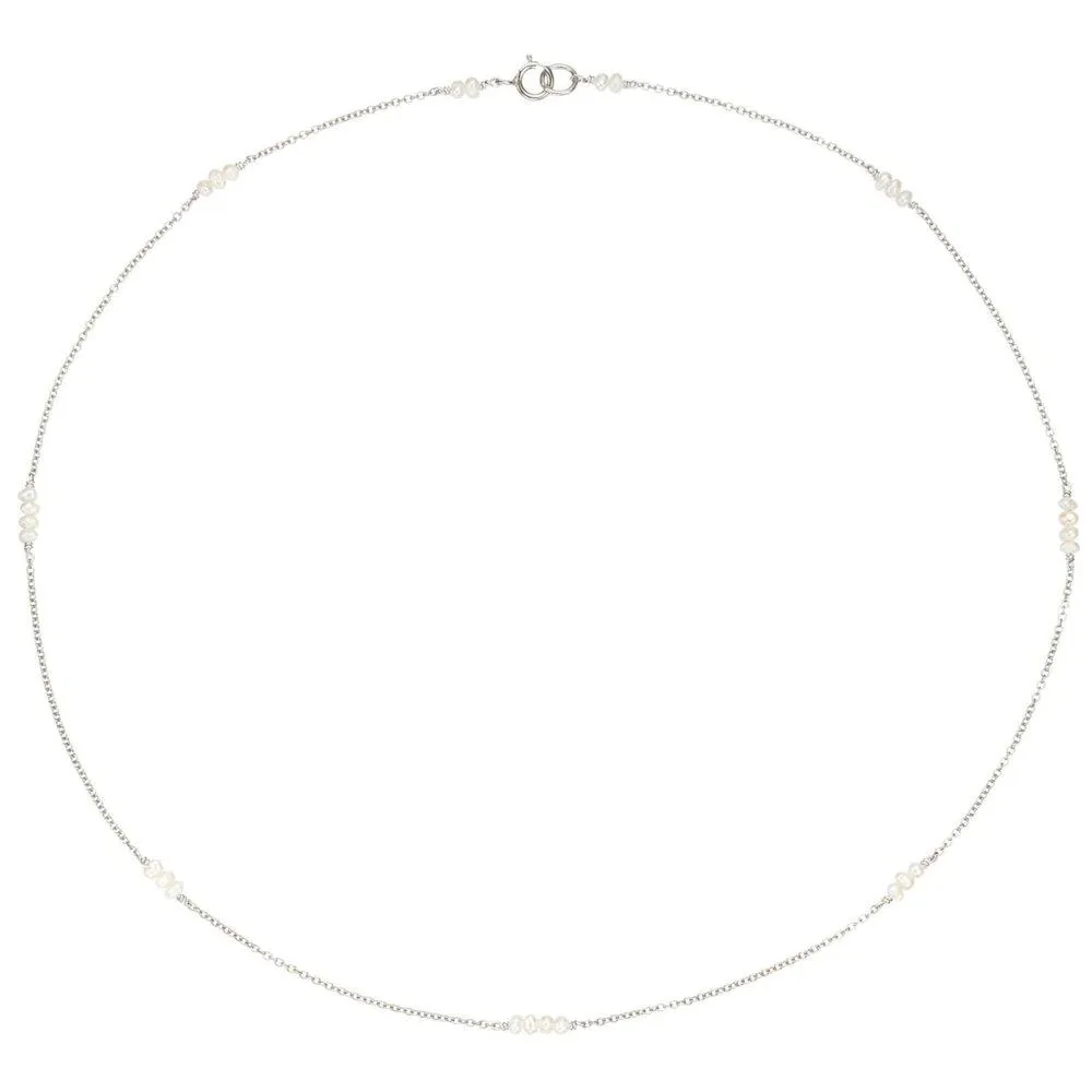Solid White Gold Mini Pearl Choker