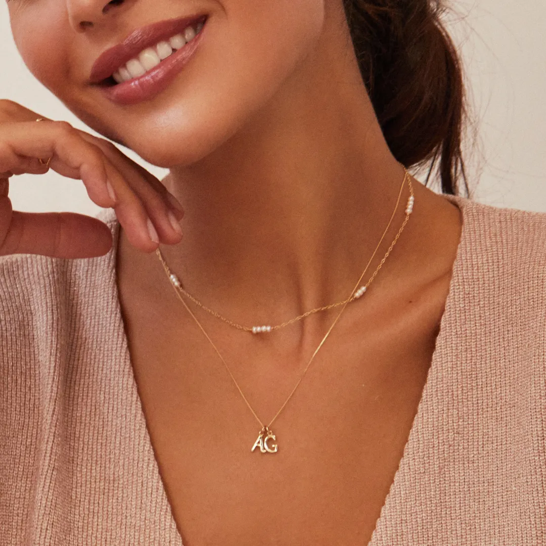 Solid White Gold Mini Pearl Choker