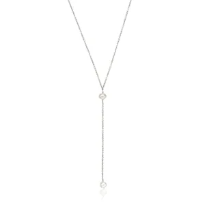 Solid White Gold Pearl Lariat Necklace