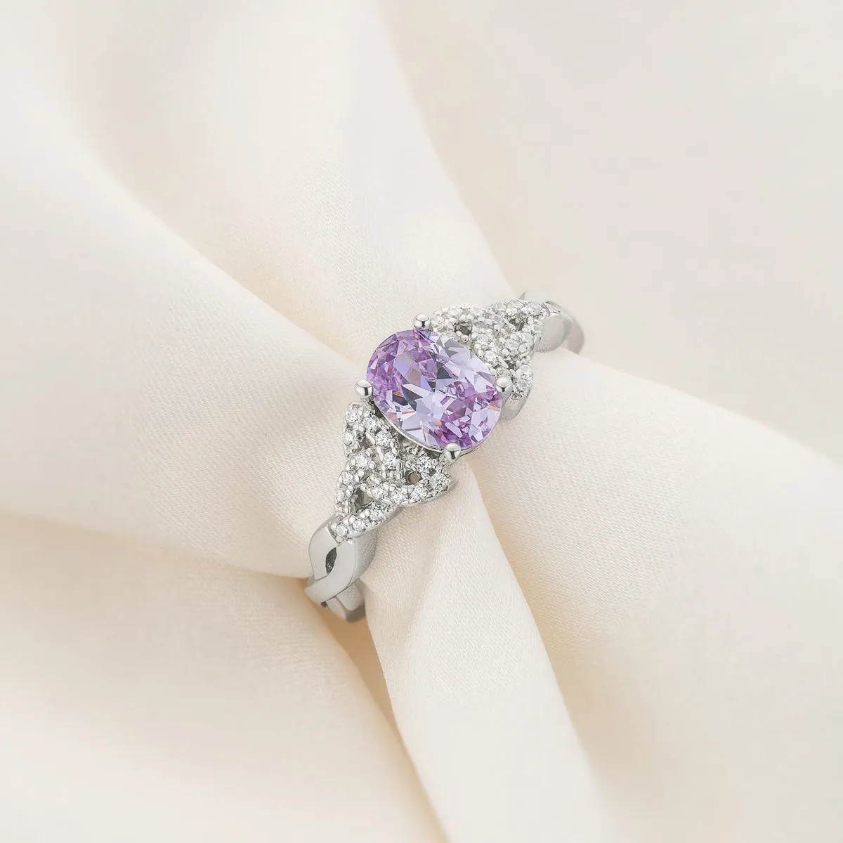 Sterling Silver June Birthstone Trinity Ring