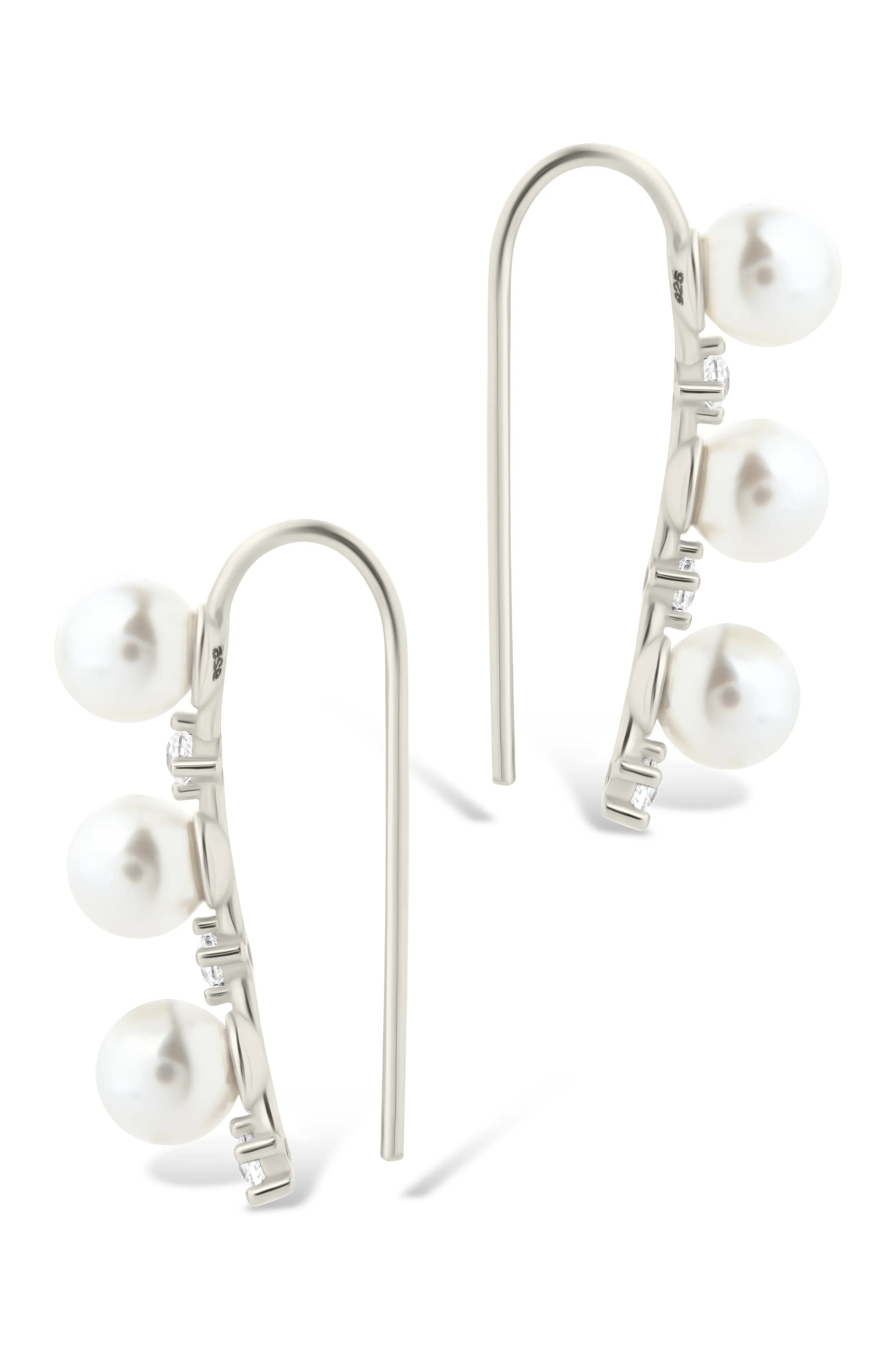 Sterling Silver Siena CZ & Pearl Threader Earrings