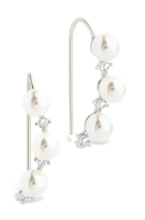 Sterling Silver Siena CZ & Pearl Threader Earrings