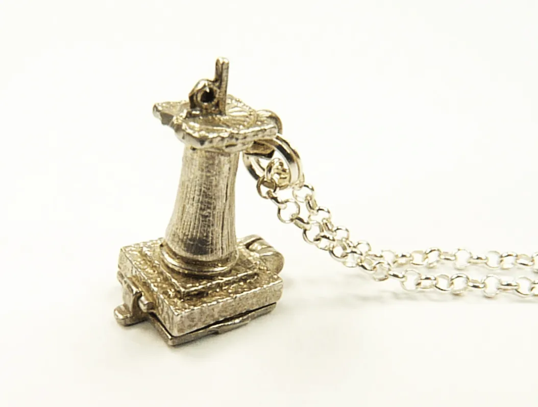 Sunseekers Necklace 1960s Sundial Pendant With Sterling 18 Inch Chain
