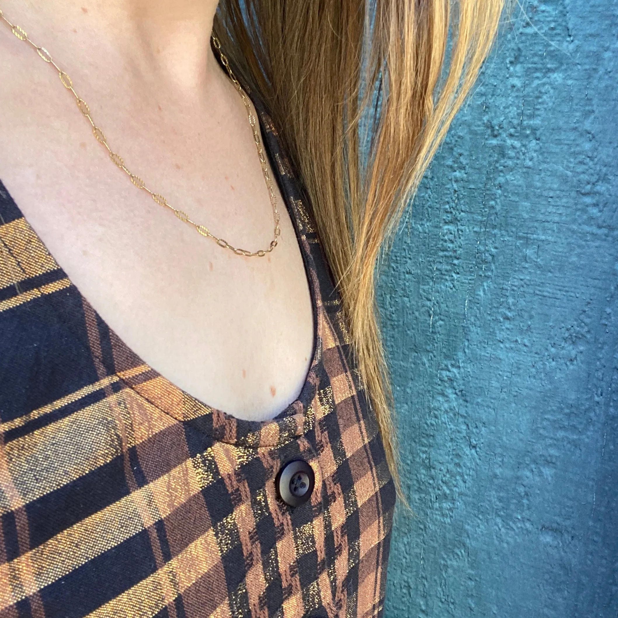 Textured Oval Link Vermeil Chain