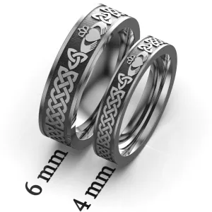 Titanium Claddagh Wedding Ring Set 1  UCL1-6M4M-TITAN-FLAT