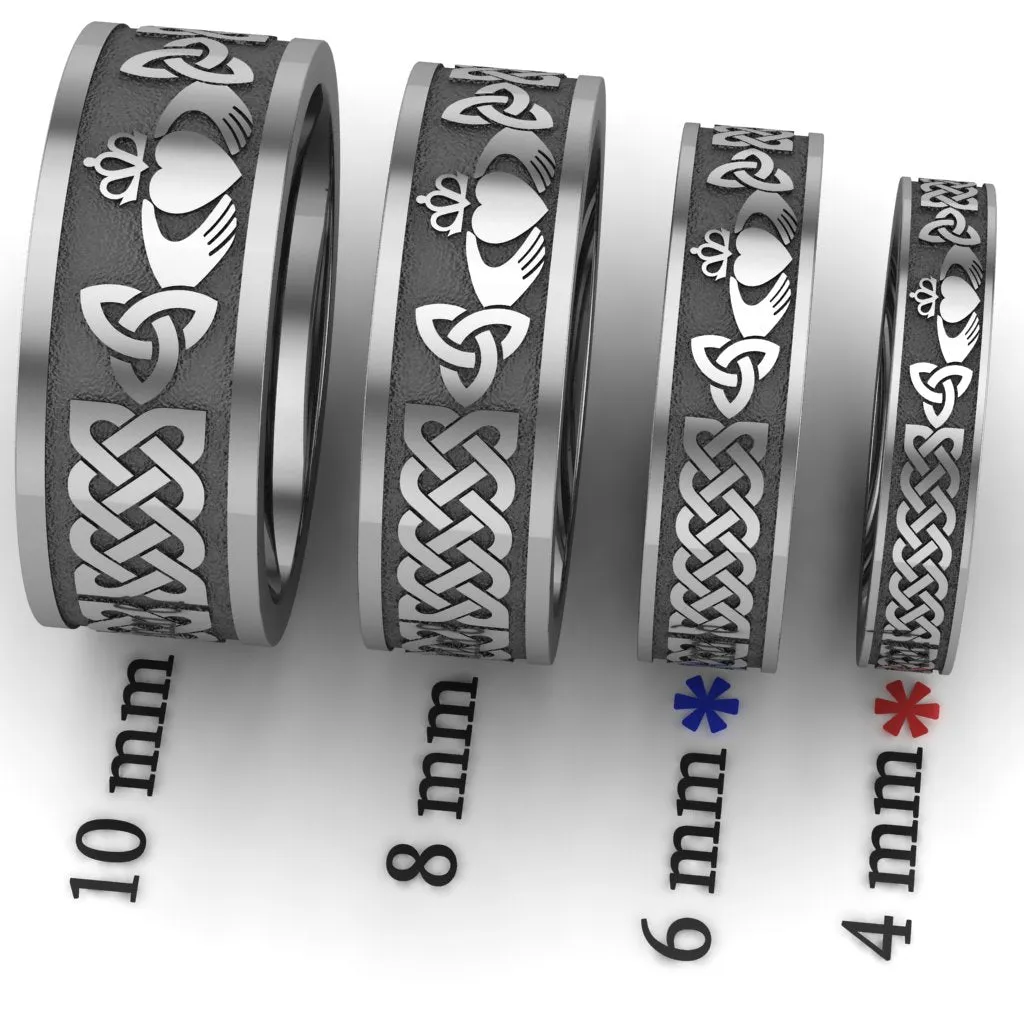 Titanium Claddagh Wedding Ring Set 1  UCL1-6M4M-TITAN-FLAT