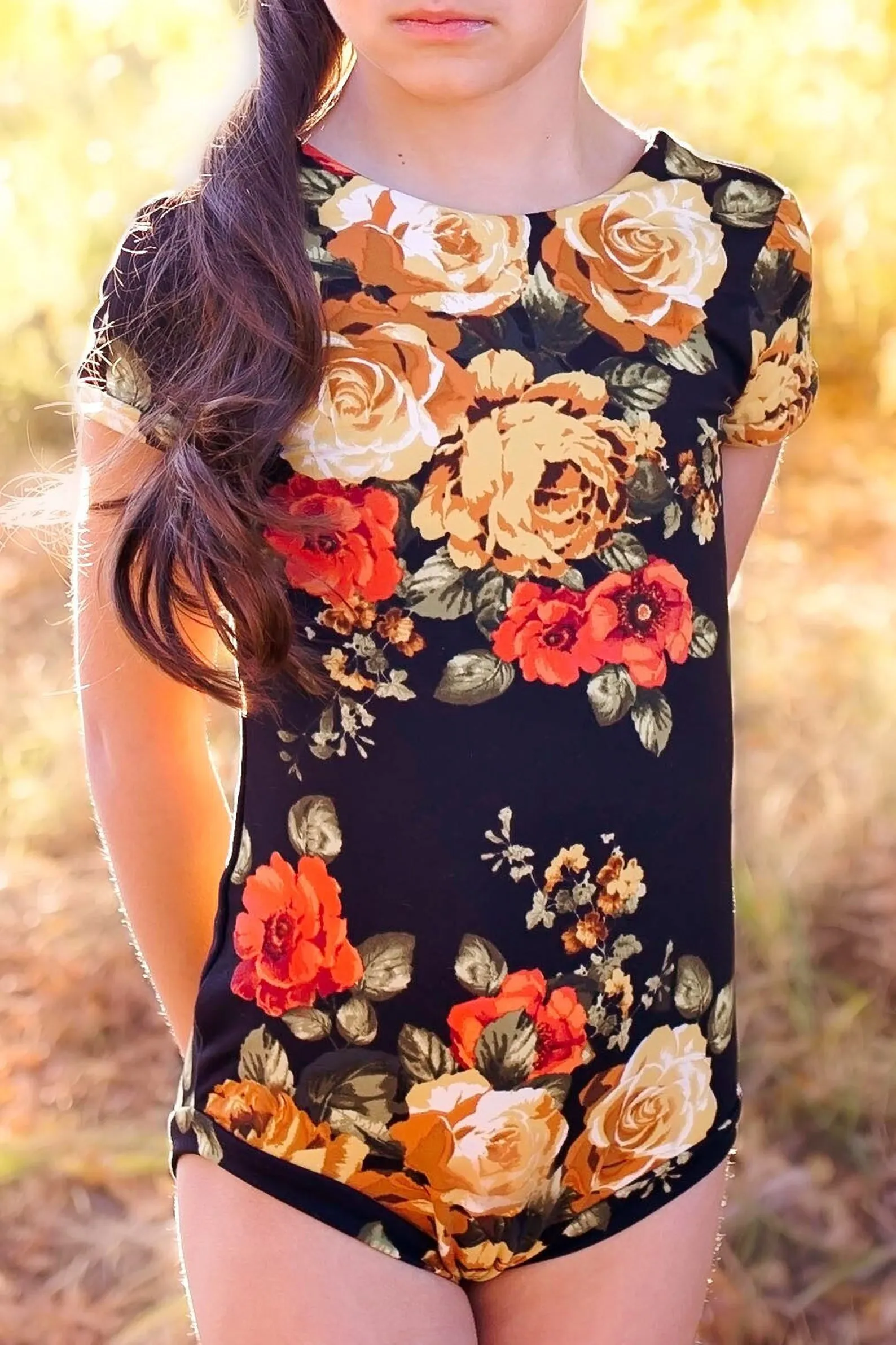 Toddlers Black Floral Leotard