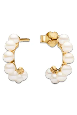 Treated Freshwater Cultured Pearls Open Hoop Earrings