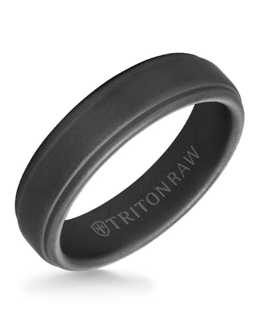 Triton "Raw" Collection 6MM Tungsten Black DLC Ring