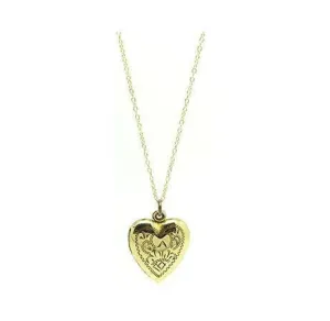 Vintage 1940s Gold Filled Vargas Heart Locket Necklace