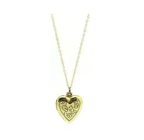 Vintage 1940s Gold Filled Vargas Heart Locket Necklace