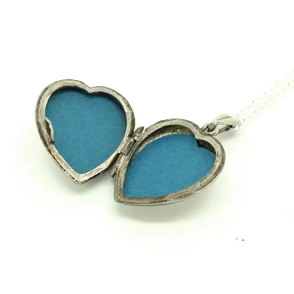 Vintage 1960s Silver Heart Locket Necklace
