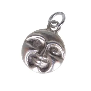 Vintage Silver Celestial Man In The Moon Pendant