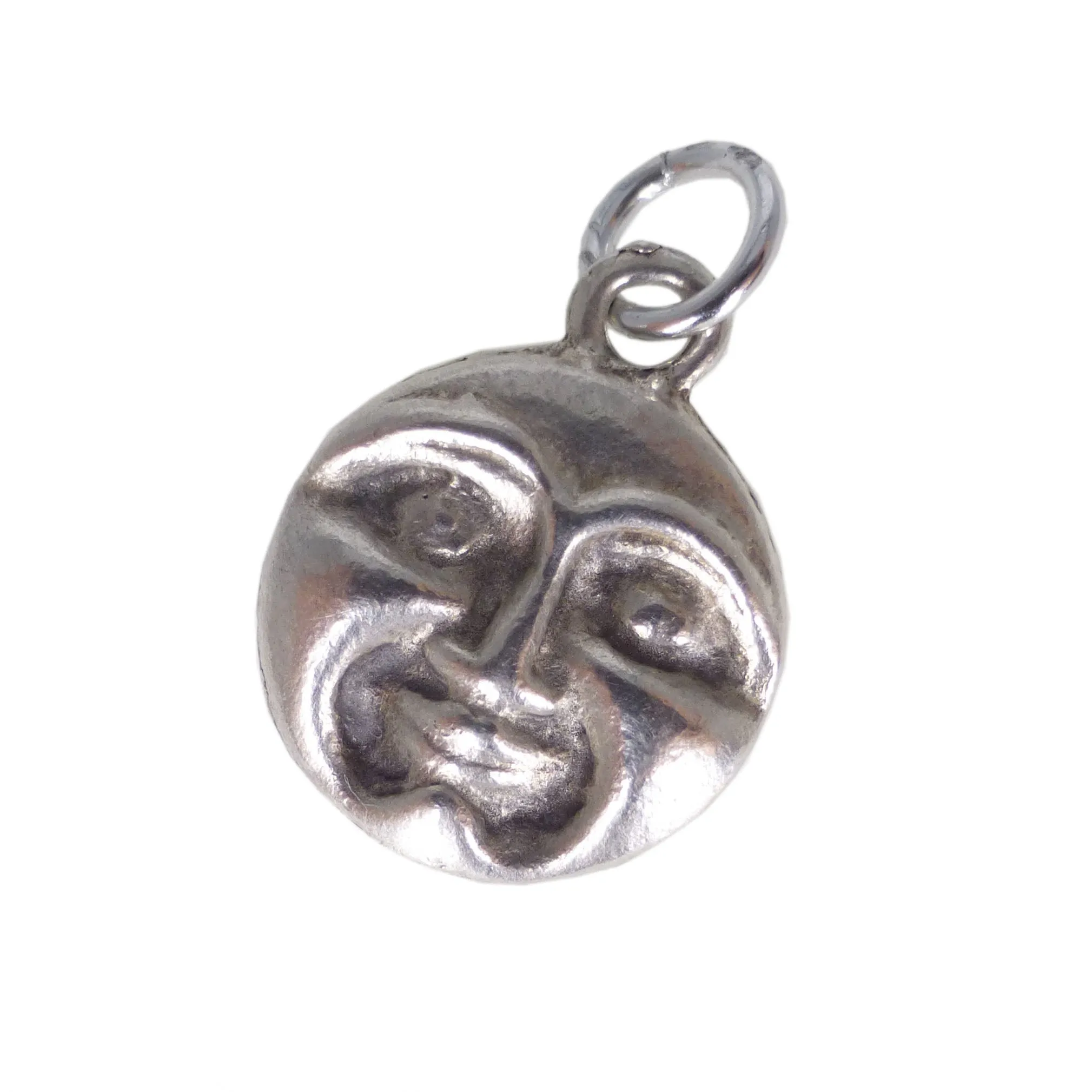 Vintage Silver Celestial Man In The Moon Pendant