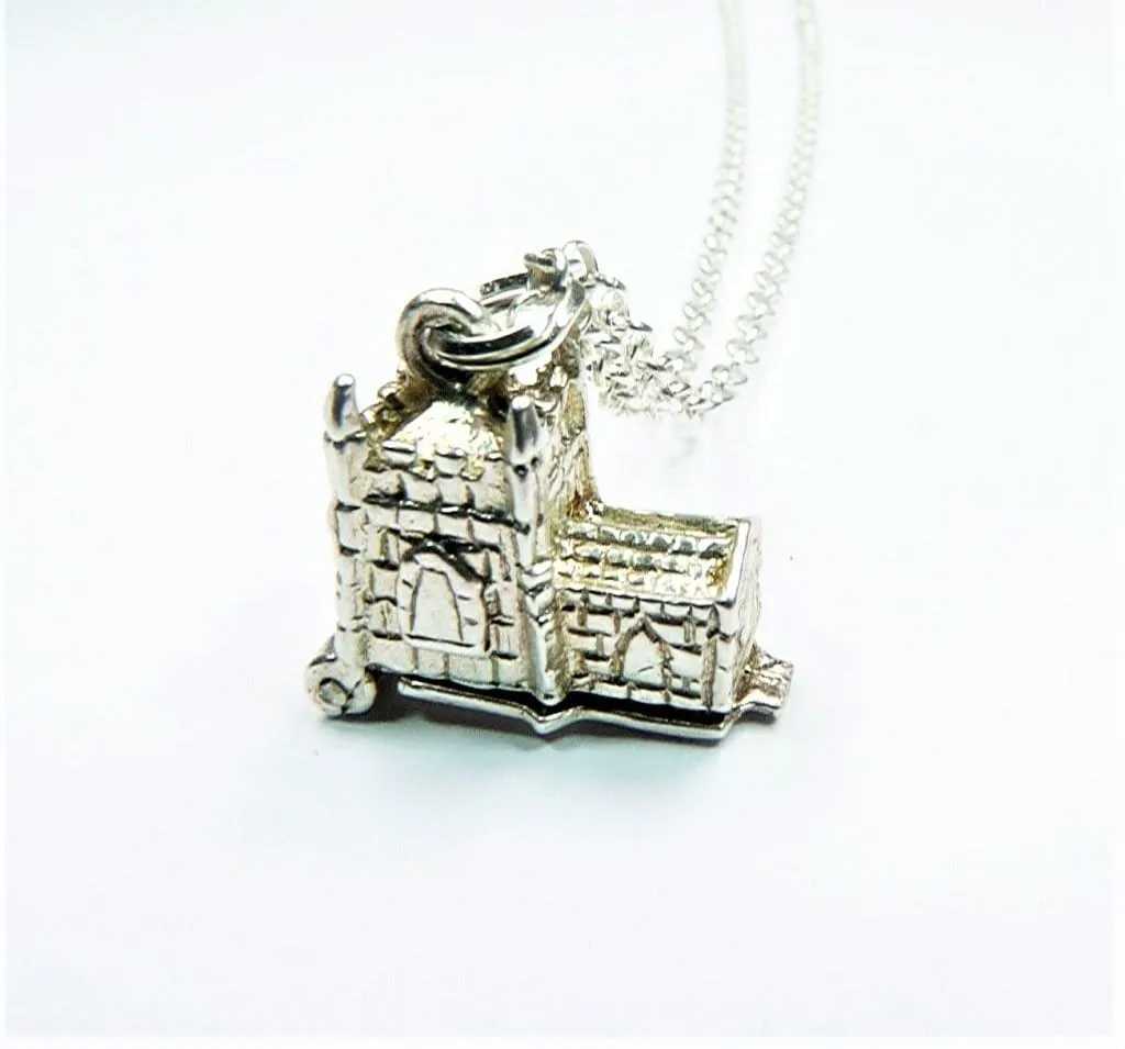 Vintage Sterling Silver Church Wedding Ceremony Lucky Charm With 18 Inch Hallmarked Silver Necklace