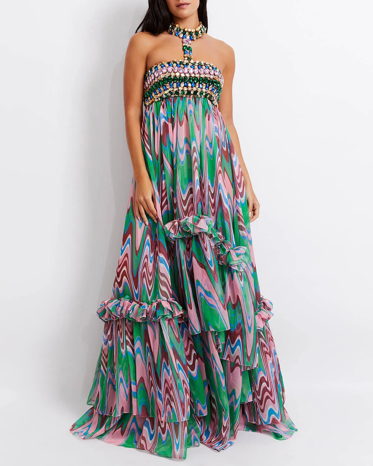 Wave Hand-Beaded Gown