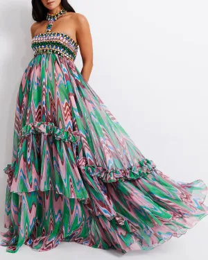 Wave Hand-Beaded Gown