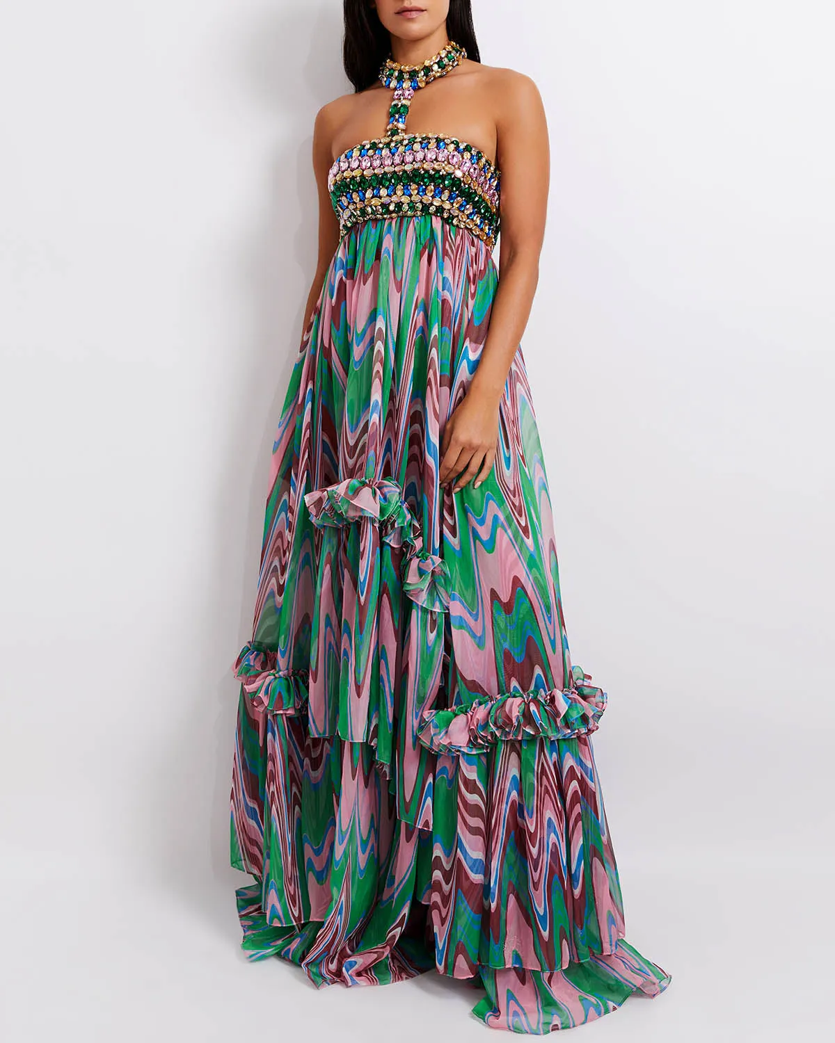 Wave Hand-Beaded Gown