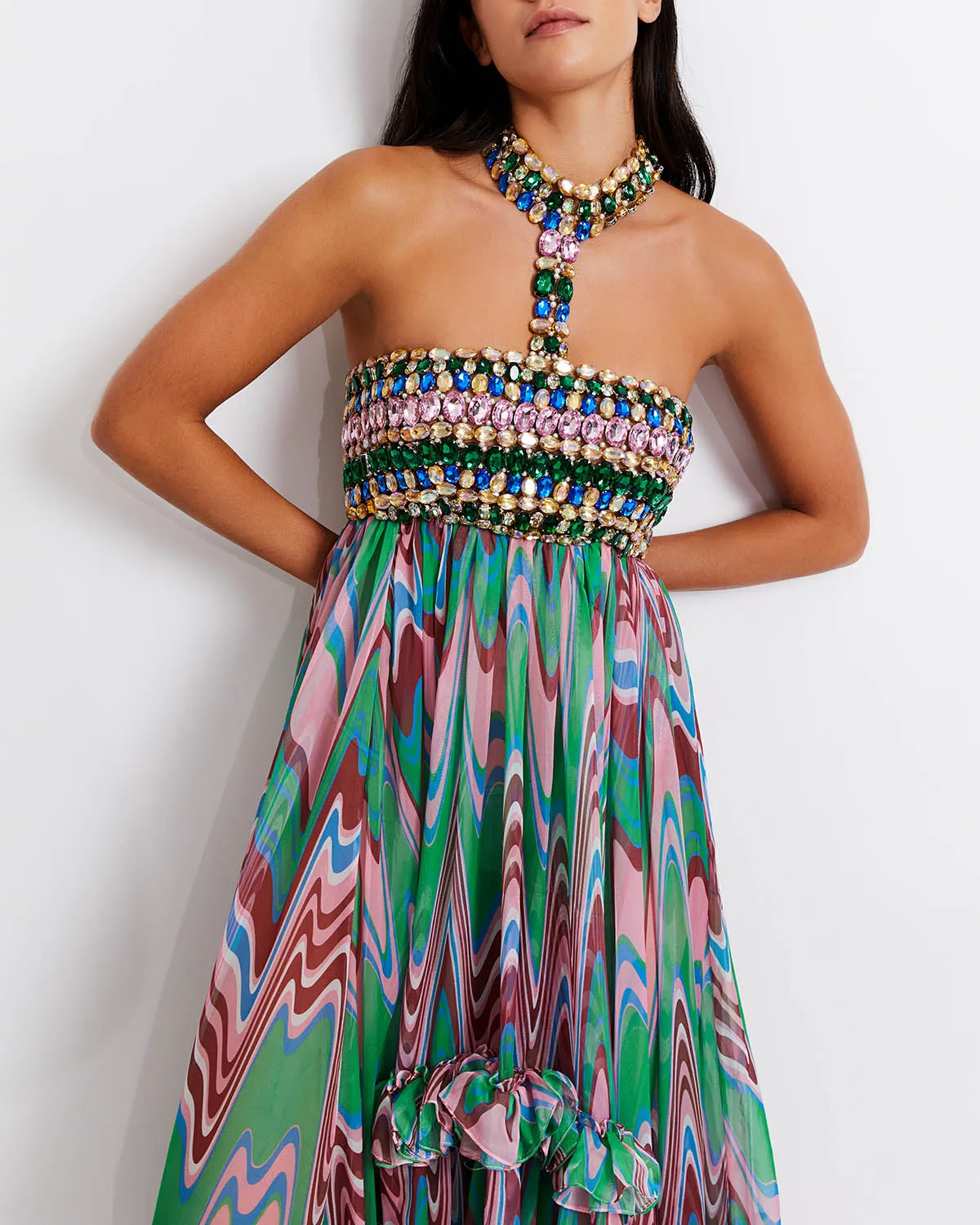 Wave Hand-Beaded Gown